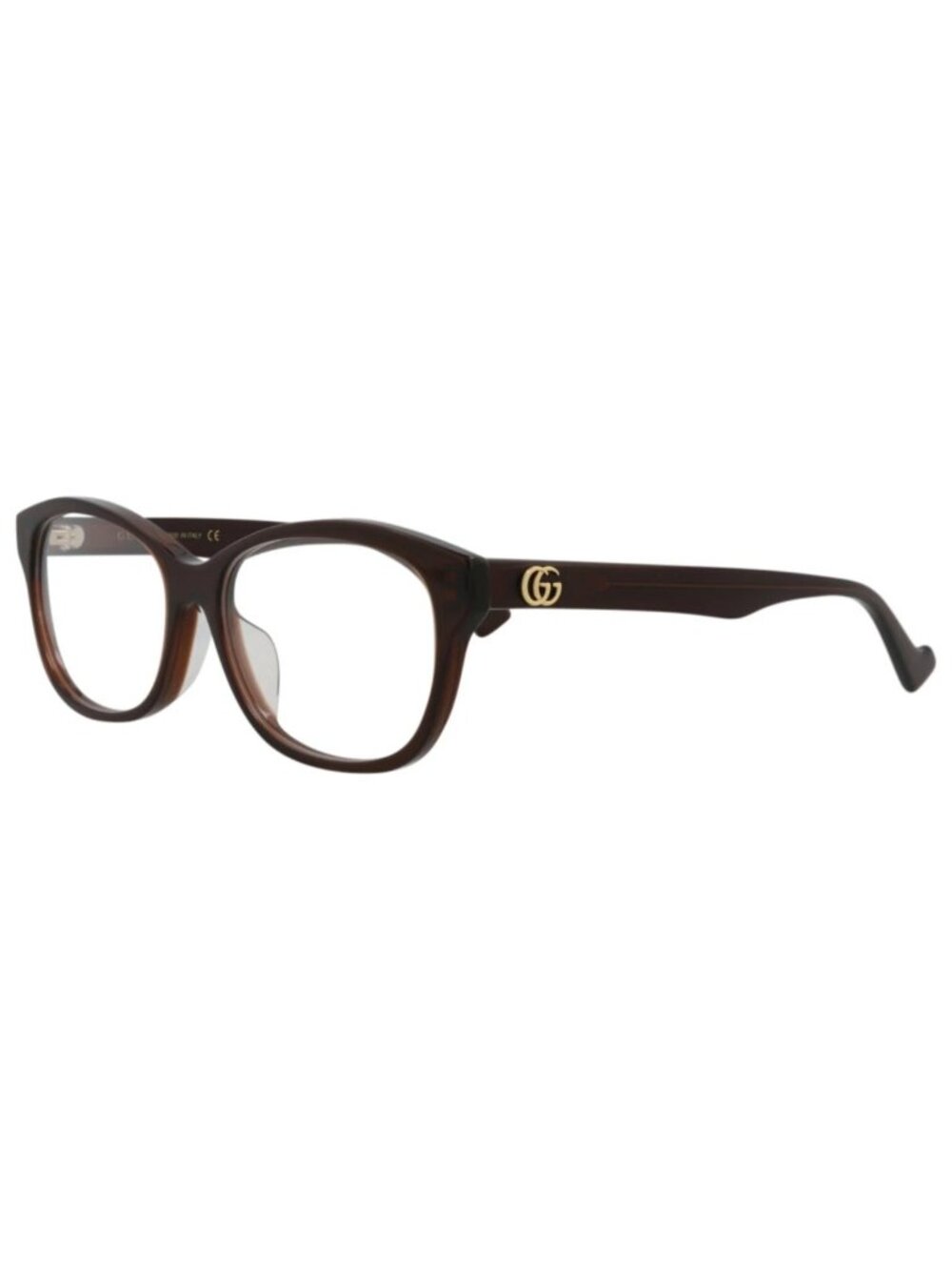 New Gucci Women's Eyeglasses Cat Eye Acetate Frame Brown Brown Transparent